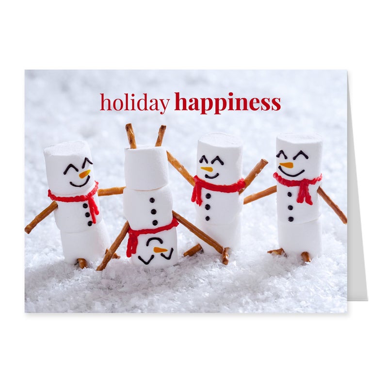 Canopy Street Marshmallow Snowmen Holiday Card Pack / 25 Seasonal Greeting Cards Including Envelopes/Whimsical Winter Happiness Food Design And Joyful Wishes Note - Image 1